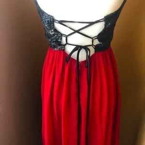 Red Strapless Sequin Dress